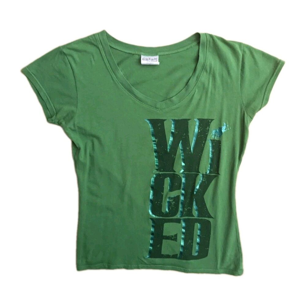 Wicked Broadway Musical T-Shirt Women Large Green For Good Graphic Tee L Y2K